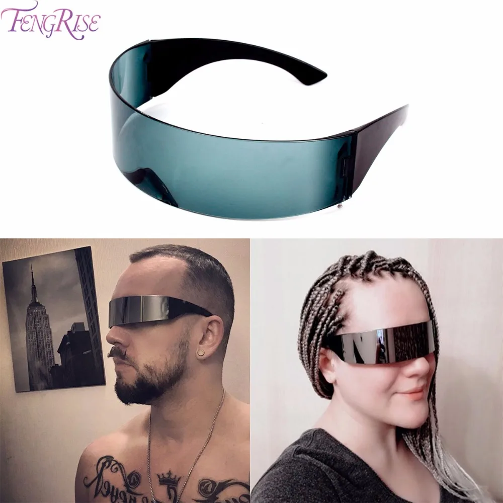 FENGRISE, забавные футуристические очки, костюм, солнцезащитные очки, новинка, моноb, футуристические очки, вечерние украшения на Хэллоуин