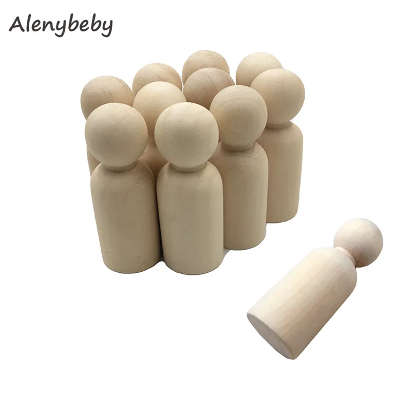 Men Woman Mixed Plain Blank 55mm Natural Wood People Peg Dolls Unpainted Figures Wedding Cake Family Christmas Gift | Мать и ребенок