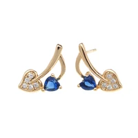 blue heart stud earrings women boucle oreille femme oorbel orecchini cuore pendientes cristal ohrringe kolczyki oorknopjes e2902