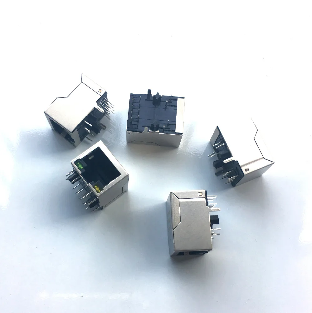 Kaufen 1000 Stücke RJ45 Ethernet Jack Mit Transformator & LED Der Weibliche PCB Modulare Anschlüsse Ethernet Stecker Mit Transformator Und LEDs