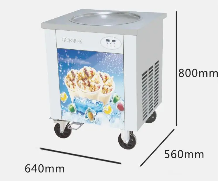 Одна сковорода для жарки плоского мороженого 220 В Коммерческая Машина йогурт