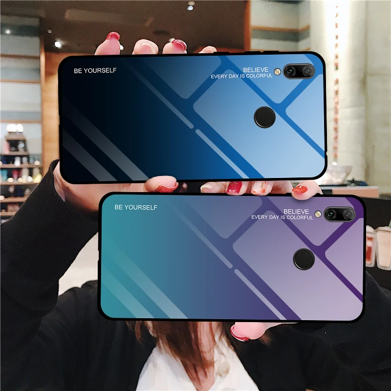 Роскошный градиентный чехол из закалённого стекла для Huawei Honor 8A JAT-LX1 Pro телефонные