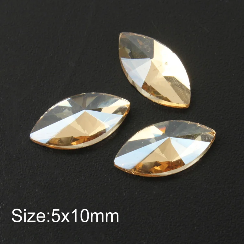 Horse eye 5x10mm Сердце/конский глаз/луна/овальный кристалл для ногтей шампанское горный хрусталь 3D Шарм плоский стеклянный камень маникюр стразы для ногтевого дизайна каменный декор - Цвет: Horse eye 5x10mm