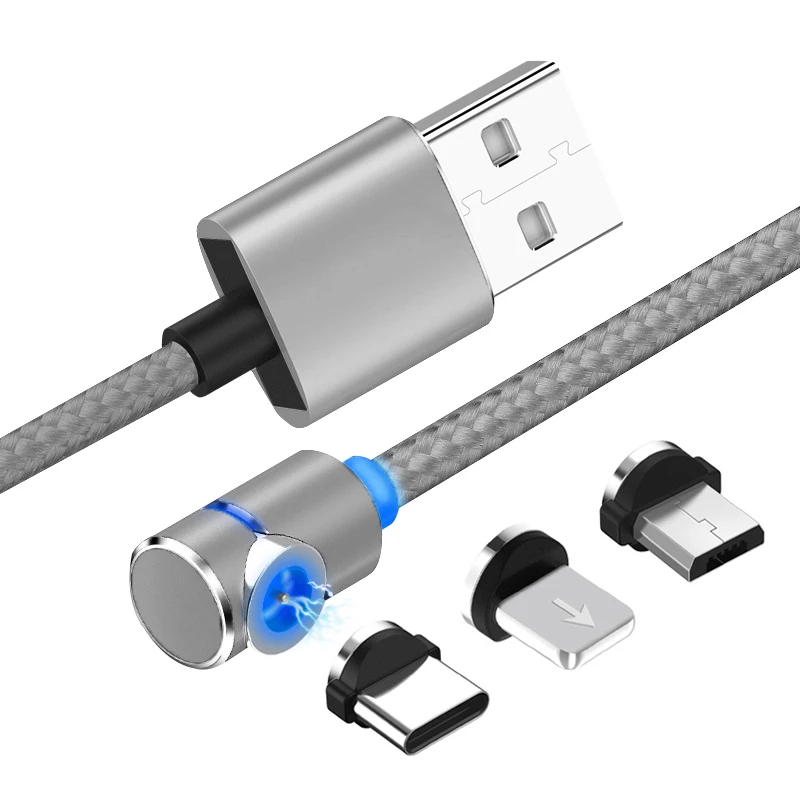 Магнитный кабель для мобильного телефона USB Micro type C Android кабель IOS Синхронизация данных нейлоновая оплетка светодиодный индикатор Магнитный кабель для зарядки 1 м