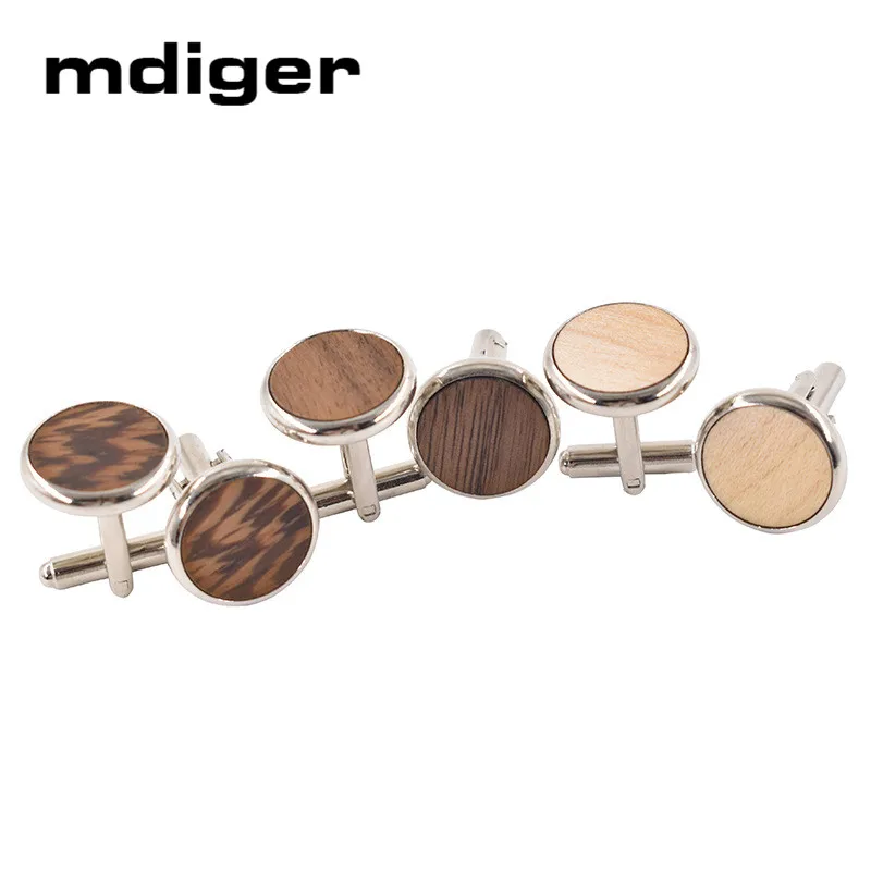 Mdiger бренд Запонки Дерево для мужские подарки Новая мода большие круглые запонки