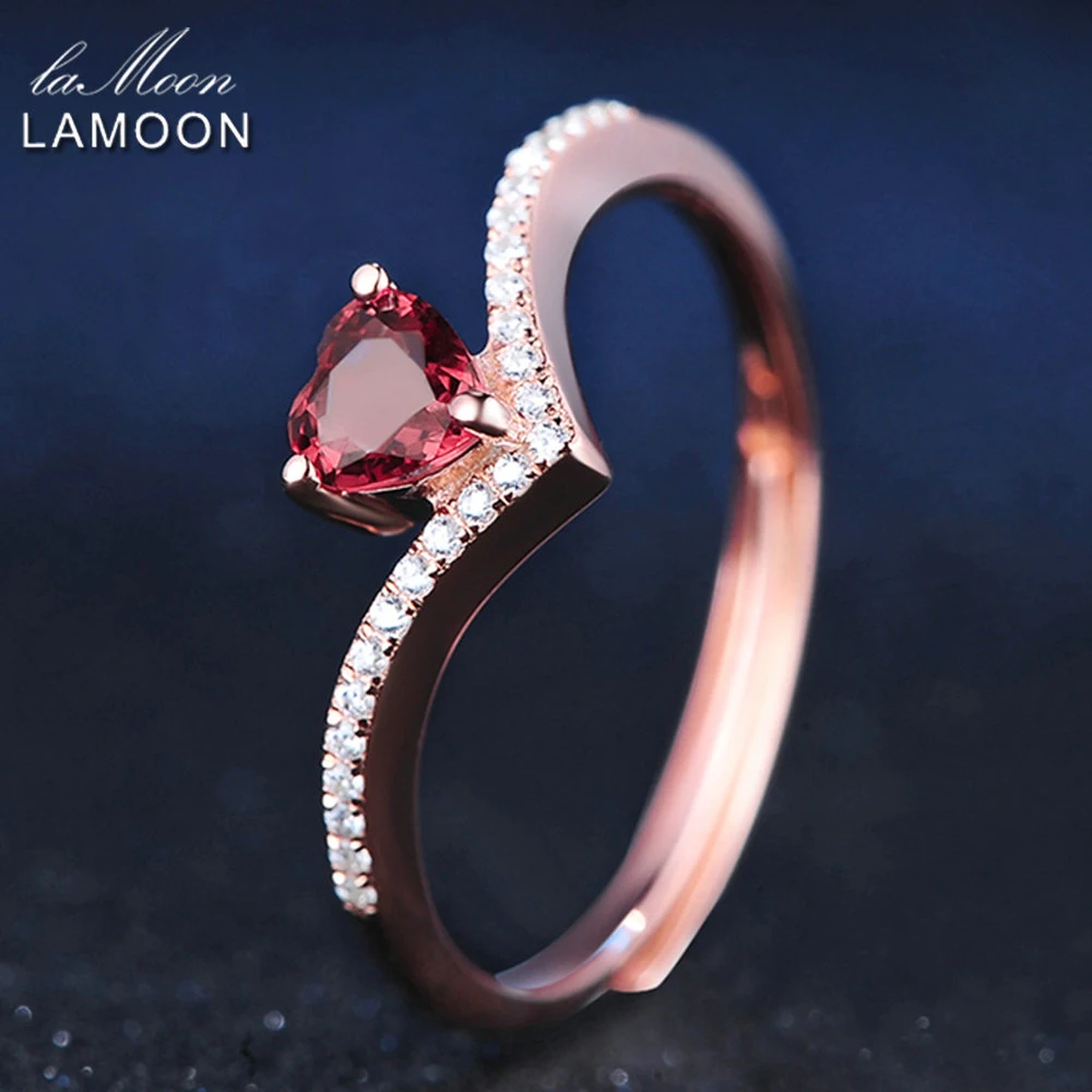 Lamoon сердце Кольца для Для женщин Романтическая любовь 100% натуральный красный