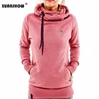 XUANSHOW осень-зима женские модные флисовые толстовки с вышивкой карманами женские свитшоты С Капюшоном Повседневный Спортивный костюм пуловер Топы