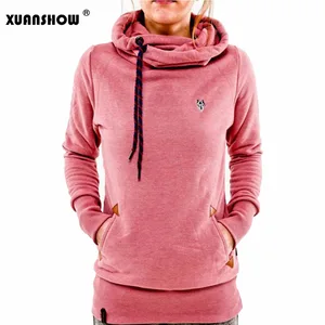 XUANSHOW осень-зима женские модные флисовые толстовки с вышивкой карманами женские свитшоты С Капюшоном Повседневный Спортивный костюм пуловер Топы