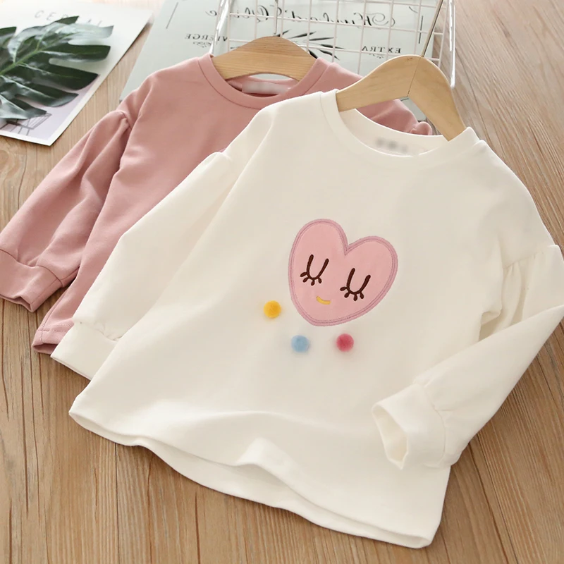 Girls Tops 2019 Spring New Children's Ball Cartoon Love Long Sleeve T-Shirt Children Cute Fashion tees | Детская одежда и