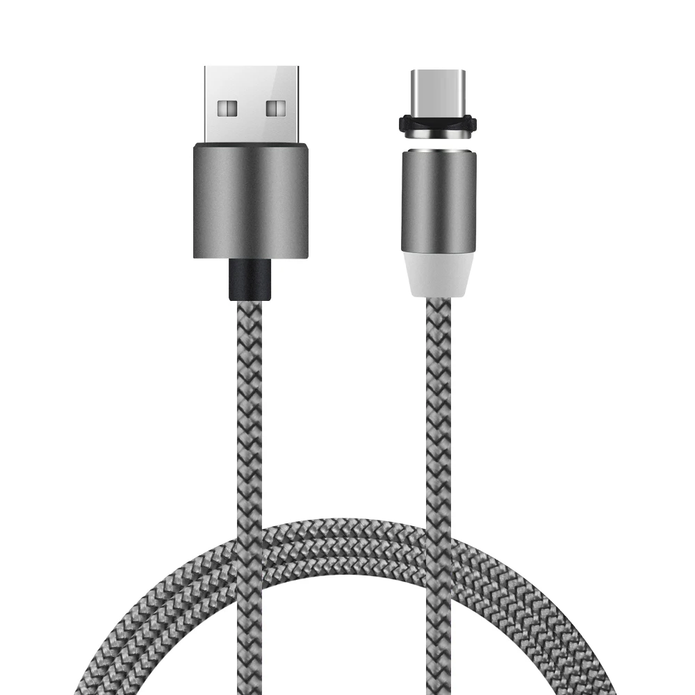 Grey 1 шт. Магнитный кабель Micro USB type C для быстрой зарядки, светодиодный, светящийся, зарядное устройство, плетеный шнур, разъем для смартфонов samsung huawei - Цвет: Grey