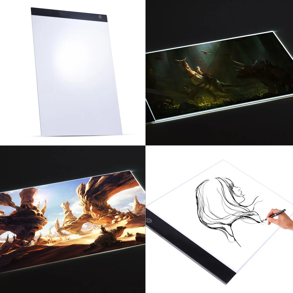 Портативный A3 LED Light Pad коробка Рисунок Трассировка Трассирующими копию Совета Таблица Pad светодиодные панели коврик для копирования доска с Яркость управления видеокарта графический графический планшет