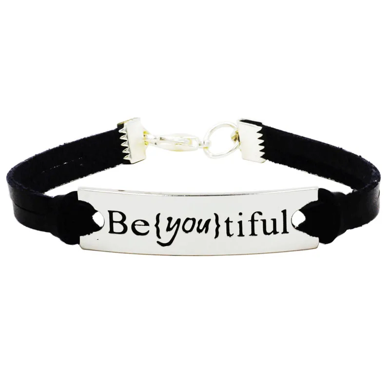 Модные красивые вдохновляющие браслеты из натуральной кожи с полированной