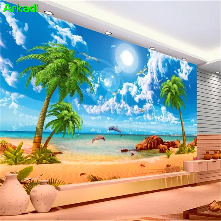 3d HD Красивая романтическая фантазия морской пейзаж Коко Пляжный Пейзаж Фон для