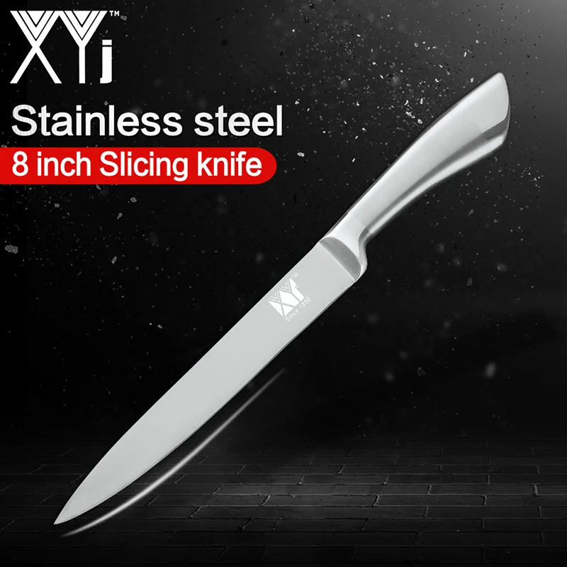 8 inch Slicing Knife XYj Ультра Острый бесшовный сварочный кухонный нож 7Cr17mov из высокоуглеродистой нержавеющей стали, кухонный нож шеф-повара, профессиональный инструмент для приготовления пищи - Цвет: 8 inch Slicing Knife