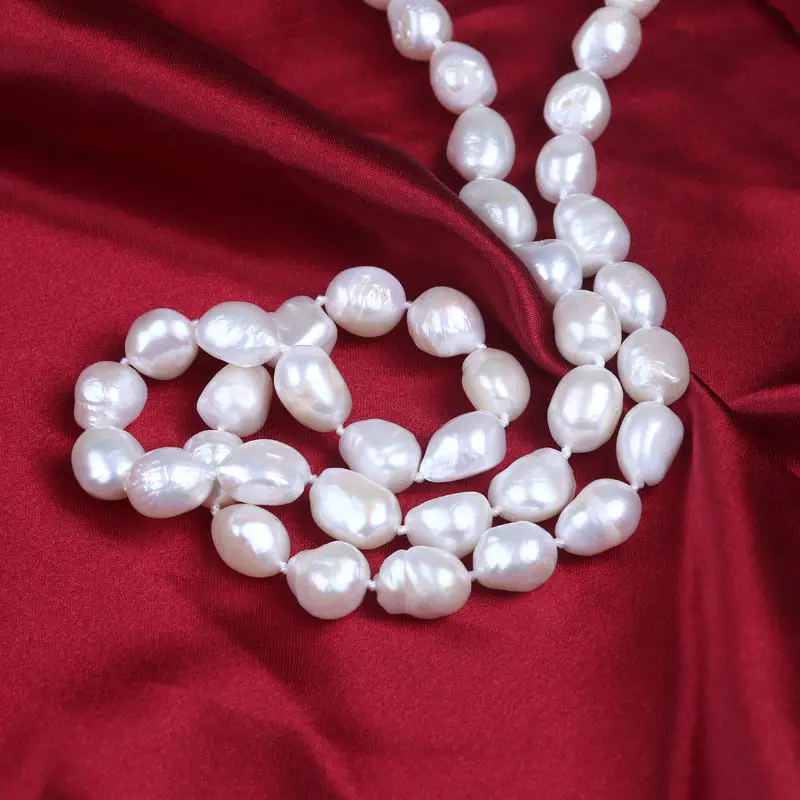 Жемчужное ожерелье в стиле барокко 11-12 мм из белого пресноводного жемчуга бусина
