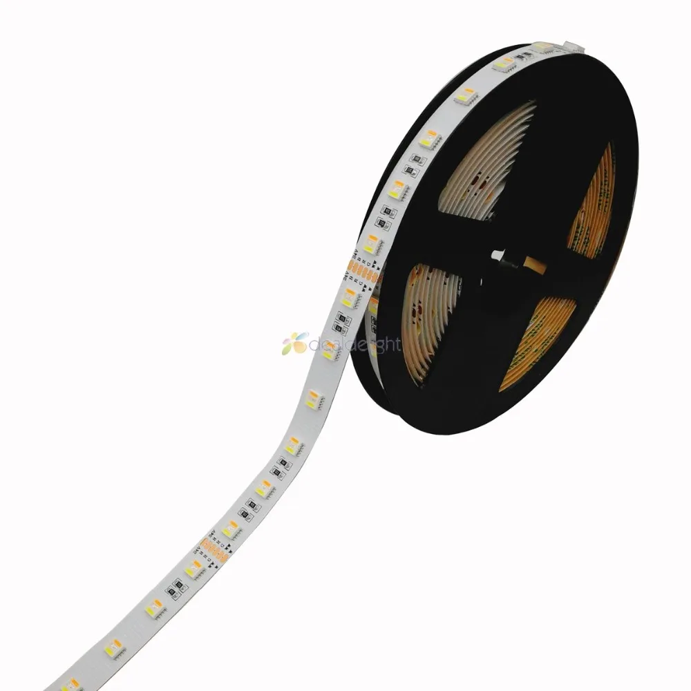 Цветная(RGB+ CCT 5 в 1 Светодиодные ленты 5050 60 светодиодный/метр 12v 24v CW+ RGB+ WW фишек гибкие светодиодные ленты 5 м/лот
