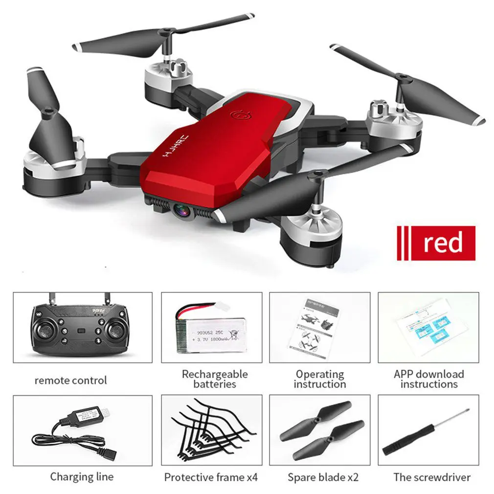 2MP Red HJ28 складной Радиоуправляемый Дрон 4 канала Wifi 2MP/5MP FPV камера Дрон высота удержания жестов фото/видео Радиоуправляемый квадрокоптер модель вертолета - Цвет: 2MP Red