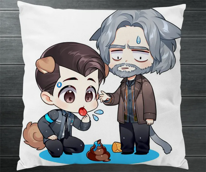 Детройт: стать человеком Коннор Ханке Маркус мультяшная двухсторонняя подушка