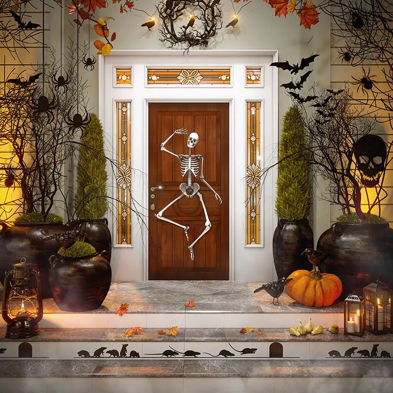 

Halloween Backdrops For Photo Studio Photography 200x300cm Skeleton Man Decor The Wood Door Photographic Background Vinyl