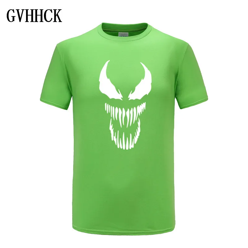 light green Venom Футболка мужская мода футболка аниме оригинальность Человек-паук хлопок Футболка Европейский Размер Уличная фильм топы тройник - Цвет: light green