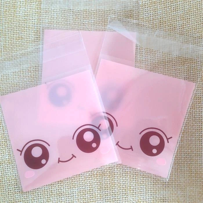 100 шт./лот прозрачный пакет для упаковки печенья с милым лицом пластиковые пакеты