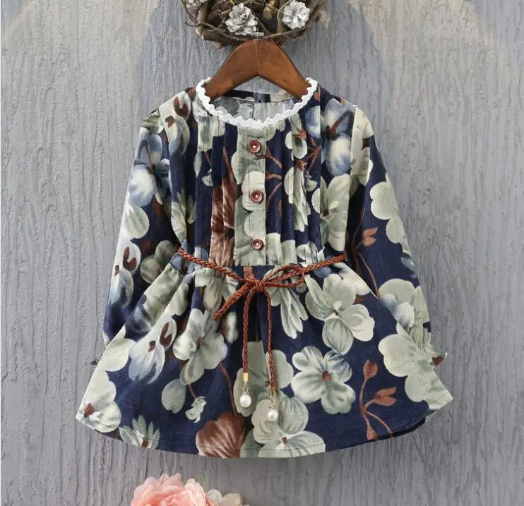 2017 explosion models new fall girl princess dress flower lace single breasted children's | Детская одежда и обувь