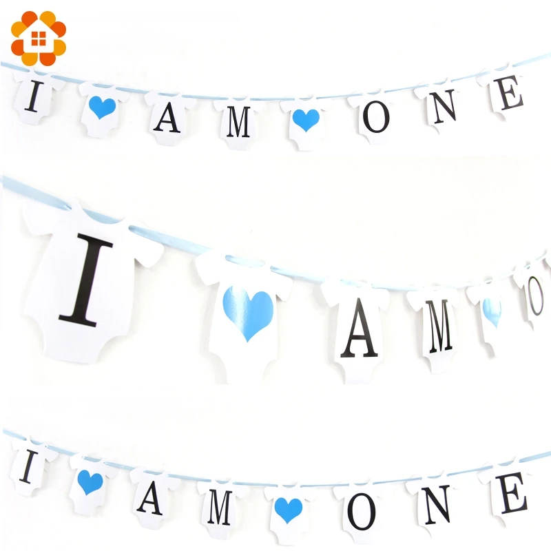 Гирлянда с баннером I AM ONE 1 комплект для мальчиков и девочек Фотофон бумажным