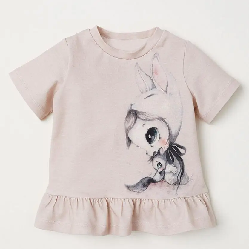 Little maven/детская одежда; коллекция года; летняя одежда для маленьких девочек; футболки с короткими рукавами; топы с принтом кролика; брендовая хлопковая Футболка; 51297