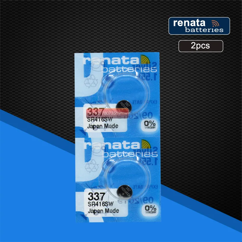 2 шт., швейцарская батарея Renata 337 SR416SW 1,55 V для часов, серебро 337 SR416SW, батарея RENATA для часов, кнопочные батарейки