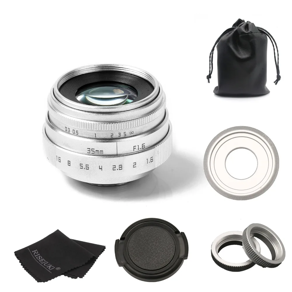 

Новое поступление, fujian 35 мм f1.6 C стандартное Крепление для Sony NEX E-mount camera & Adapter bundle silver