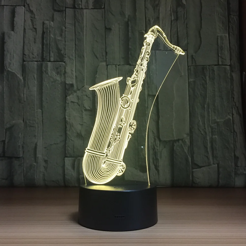 3D Ночная лампа Sax музыкальный инструмент настольные светодиодсветодиодный лампы