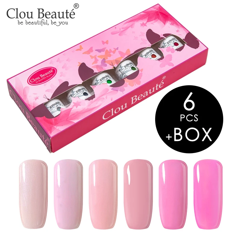 Clou Beaute 6 шт. Гель-лак для ногтей УФ светодиодный Лак Блеск для ногтей розовый красный слоновая кость замачиваемый Гель-лак набор 8 мл подарочная коробка
