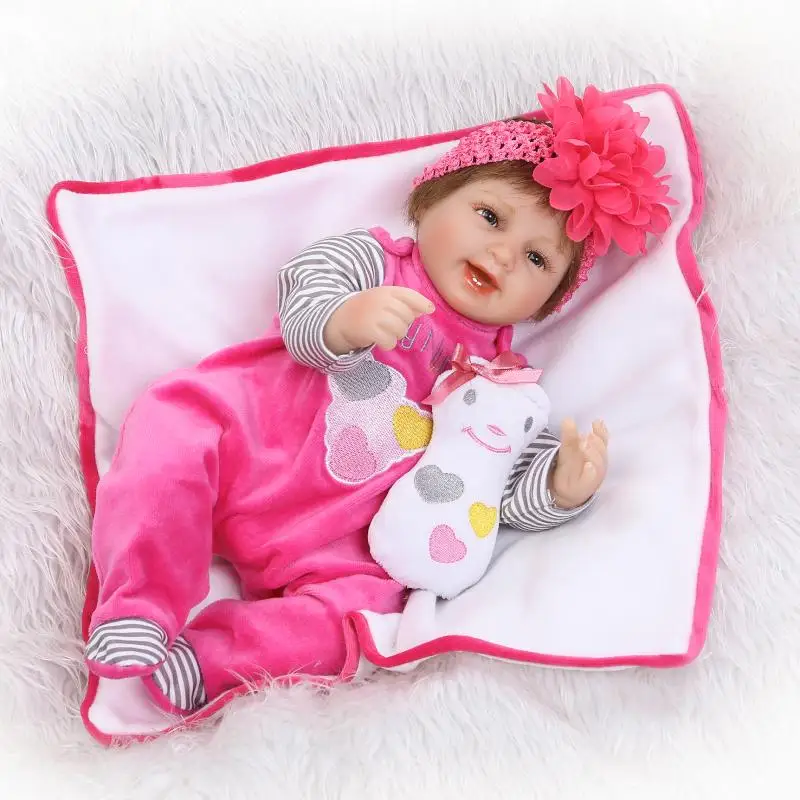 

16Inch 40cm Lifelike Handmade Bebe Reborn Doll Smiling Face Silicone Reborn Baby Dolls Kids Playmate Children Fashion Gift
