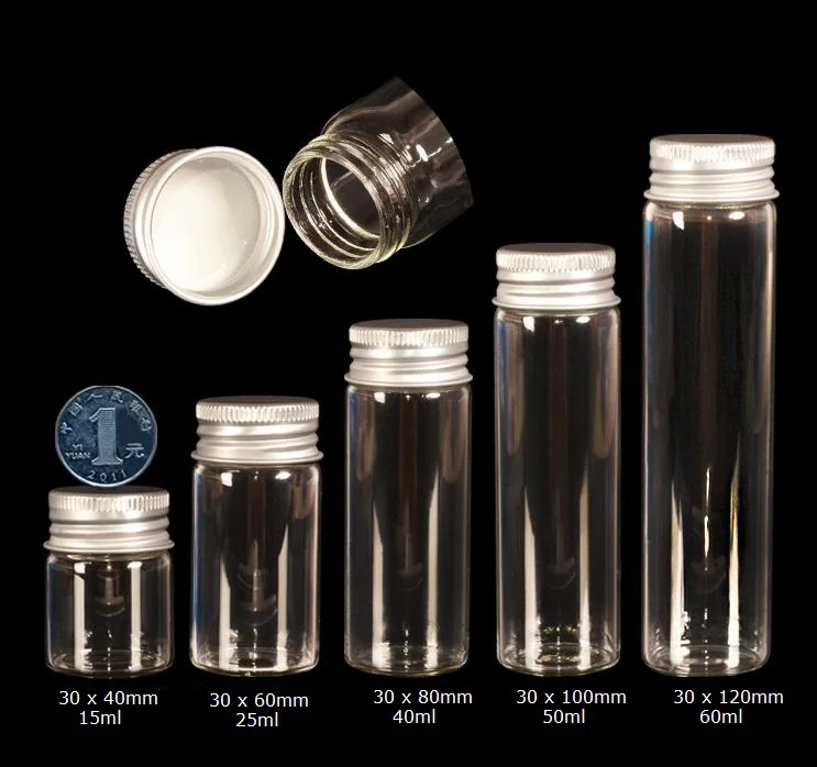 Упаковка из 5 прозрачных стеклянных бутылок с алюминиевой крышкой бутылочка для