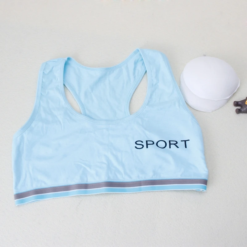 Хлопковое нижнее белье для девочек подростков спортивный бюстгальтер без косточек в горошек с милым