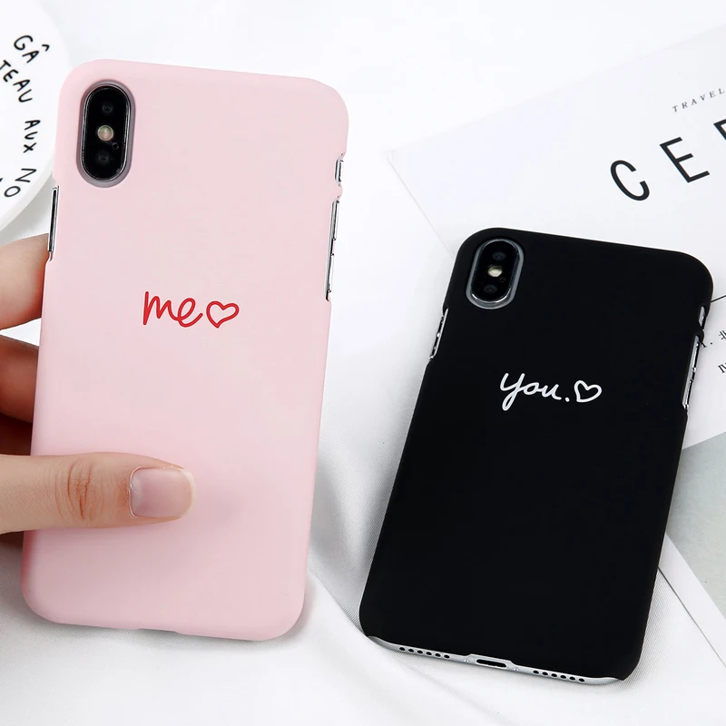 Lovebay для iPhone 6 S 7 8 Plus X Чехол модная пара розовый я черный вы письмо любовь сердце