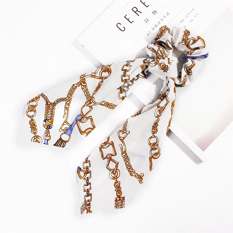 white scrunchies Модный женский бандаж для волос атласная лента бант лента для волос Веревка конский хвост держатель резинки резинка для волос аксессуары для волос - Цвет: white scrunchies