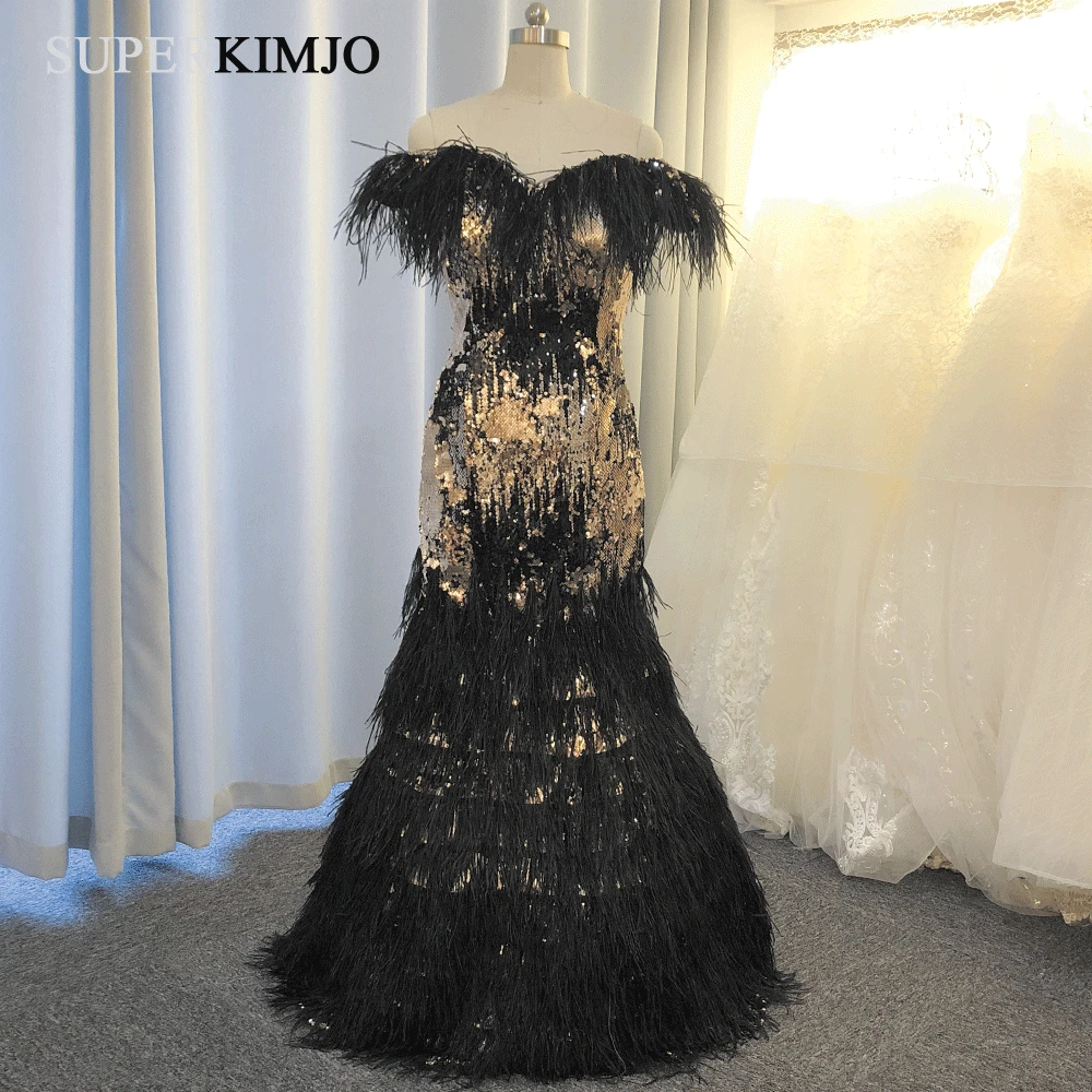 

feather prom dresses real 2020 bling bling sequins vestidos de fiesta mermaid puffy evening dresses vestidos de gala