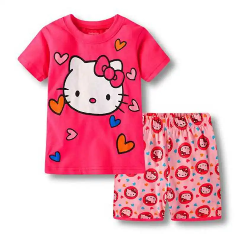 Новые летние детские пижамы с героями мультфильмов комплекты одежды топы