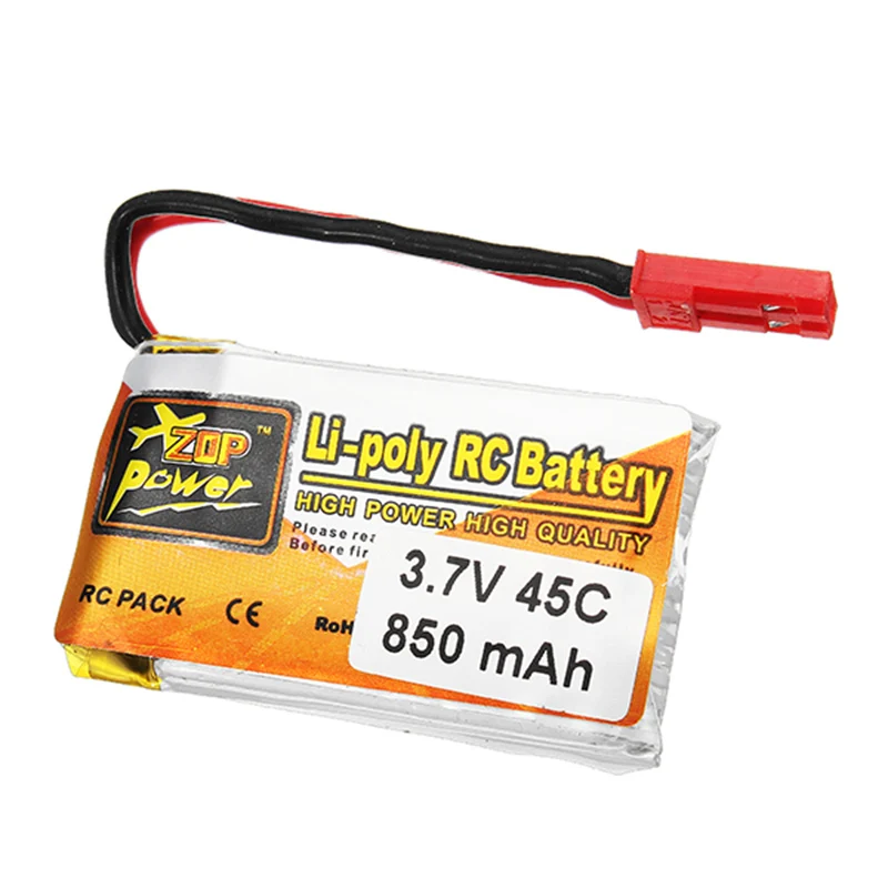 Перезаряжаемая Lipo батарея ZOP Power 3 7 V 850mAh 1S 45C JST вилка для радиоуправляемой модели
