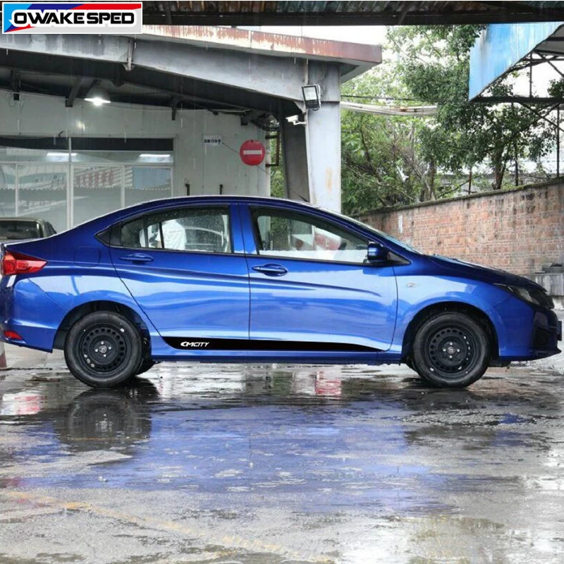 Гоночные спортивные полосы для двери автомобиля боковая юбка виниловая наклейка авто тело индивидуальные наклейки для Honda CITY внешние Углеродные волоконные наклейки