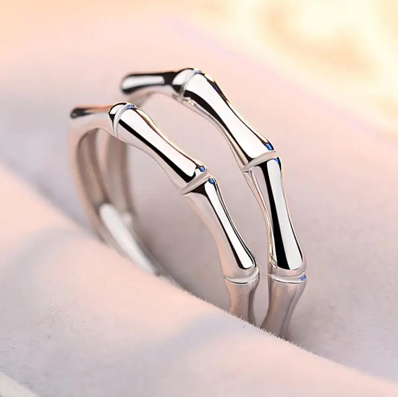 925 стерлингового серебра бамбук кольца Для мужчин женщин обручальные Обручение t