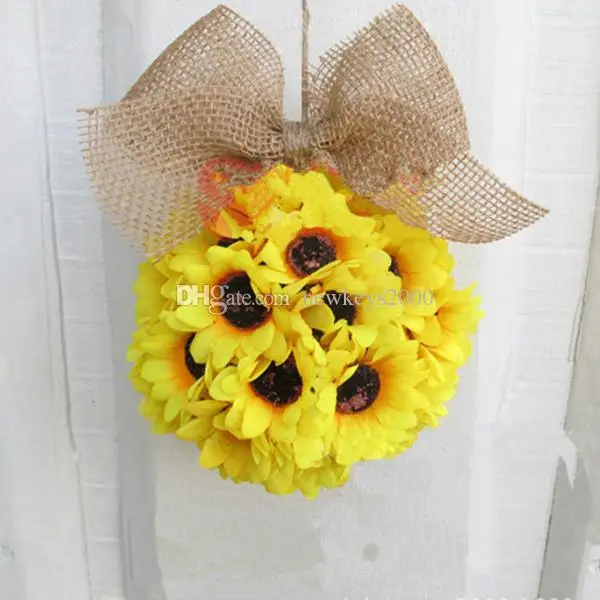10 дюймов Подсолнух целующийся шар в желтом украшении искусственный для свадьбы