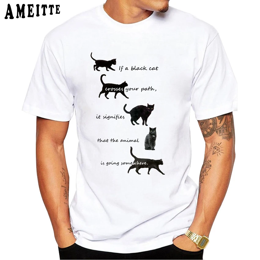 Футболка мужская летняя с коротким рукавом забавный дизайн котенка пересечение
