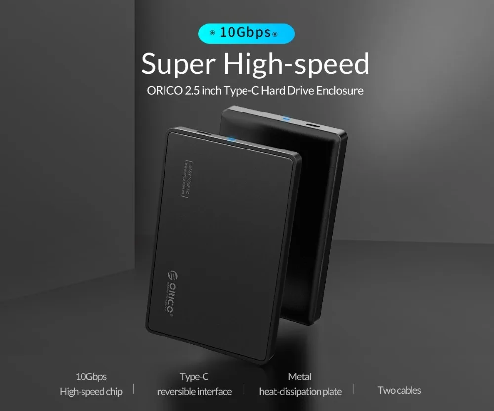 ORICO 2,5 дюймов type-C жесткий диск Корпус USB3.1 Gen2 type-C SSD адаптер USB3.0 коробка для жесткого диска для SSD Внешний HDD Чехол