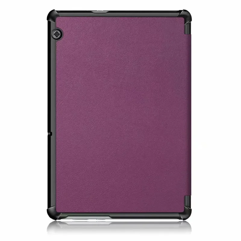 Фиолетовый PU кожаный смарт-чехол с подставкой для huawei MediaPad T5 10 AGS2-W09/L09/L03/W19 10,1 дюймов чехол для планшета для huawei T5 10 Чехол+ пленка+ ручка - Цвет: Фиолетовый