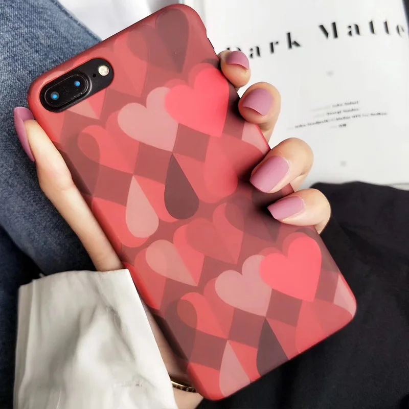 Nphacc Ретро Красная любовь сердце Окрашенные чехол для iPhone X 7 6 s 8 плюс Жесткий ПК