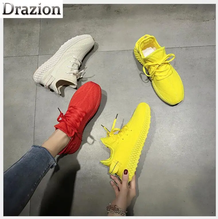 Дышащая Спортивная обувь ярких цветов Новинка женская повседневная тканевая