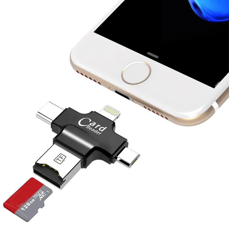 Считыватель карт памяти 4 в 1 Type c/Micro USB/USB 2 0 Micro SD для Android Ipad/iphone 7plus 6s5s OTG