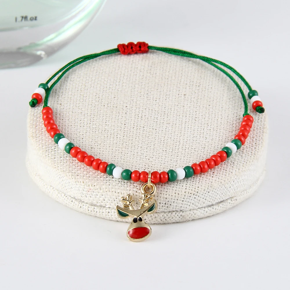 Рождественские подарки для детей милый зеленый Шарм бисер браслет ювелирных